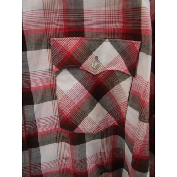 VINTAGE Campus Shirt XXL Tall Red Western Button Up Plaid Flap Pockets - Picture 3 of 11